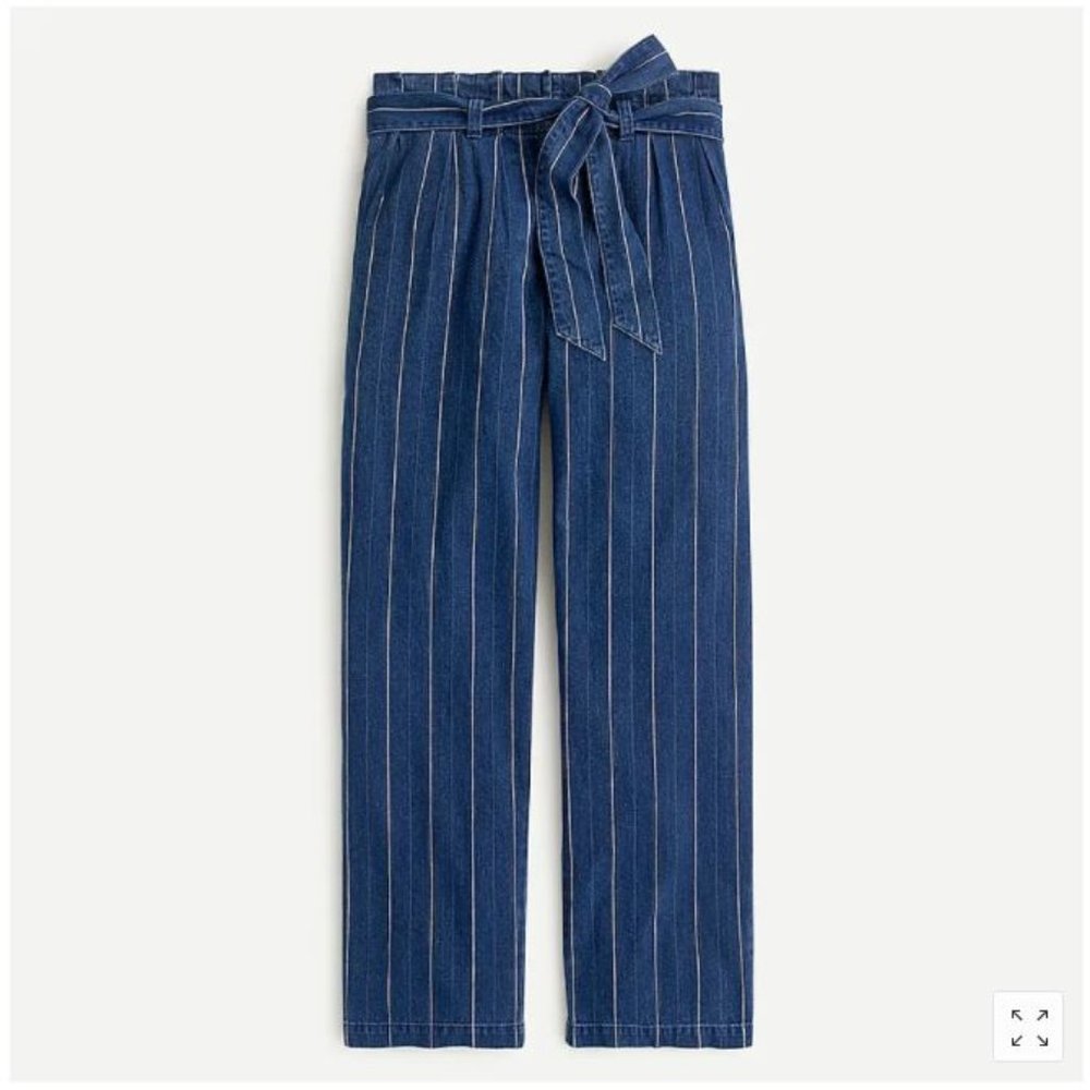 J. Crew Paper-bag Pant in Indigo Stripe